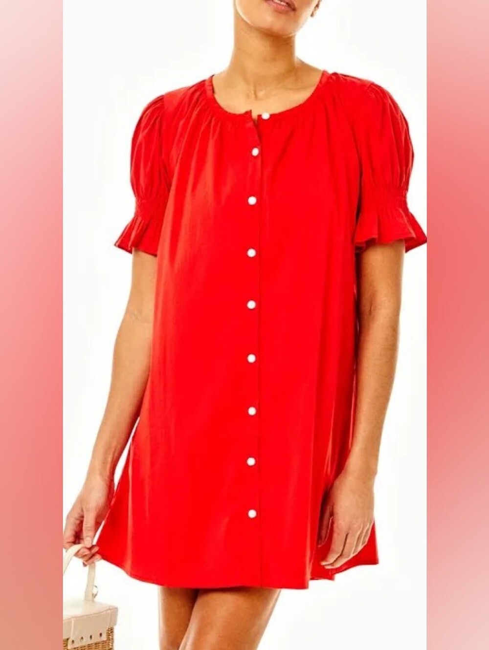 Addison Bay Cotton Poplin Short Sleeve Sailor Dress Red